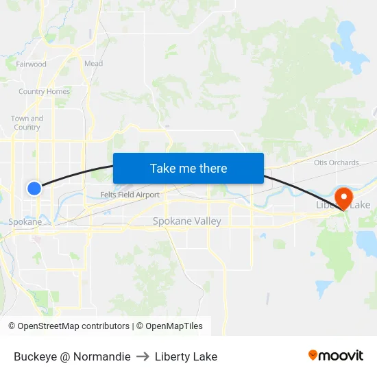 Buckeye @ Normandie to Liberty Lake map