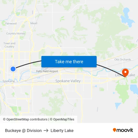 Buckeye @ Division to Liberty Lake map