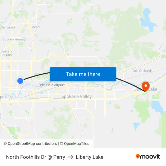 North Foothills Dr @ Perry to Liberty Lake map