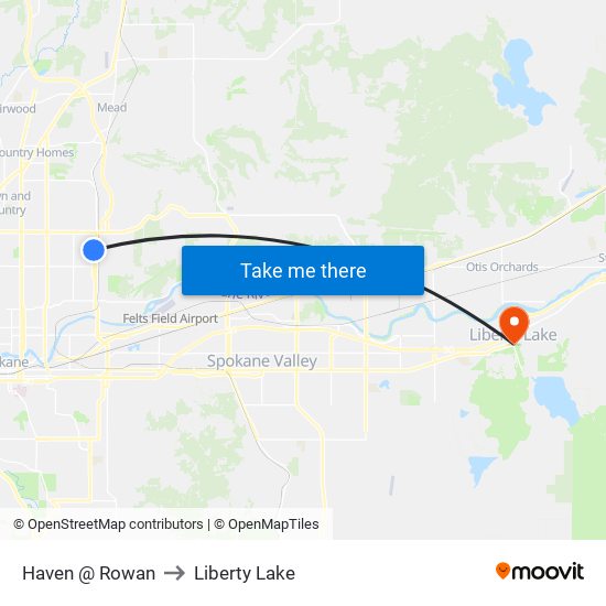 Haven @ Rowan to Liberty Lake map