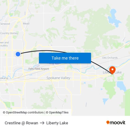 Crestline @ Rowan to Liberty Lake map