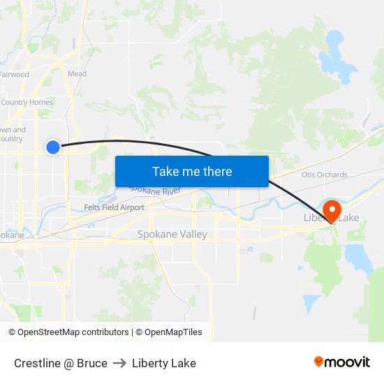 Crestline @ Bruce to Liberty Lake map