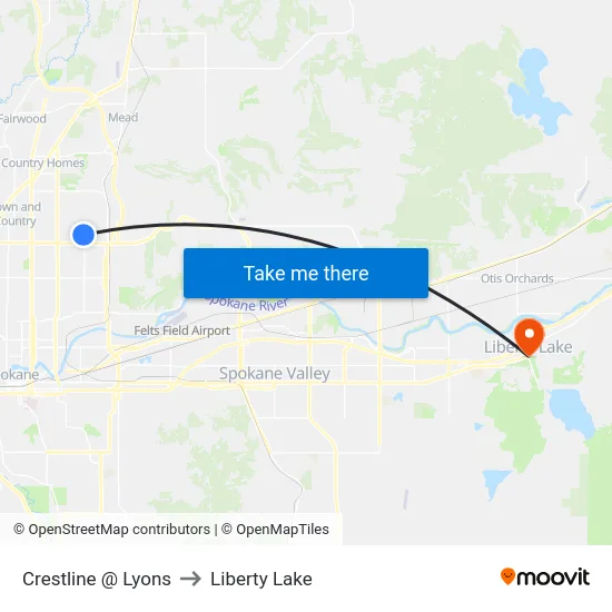 Crestline @ Lyons to Liberty Lake map
