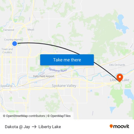 Dakota @ Jay to Liberty Lake map