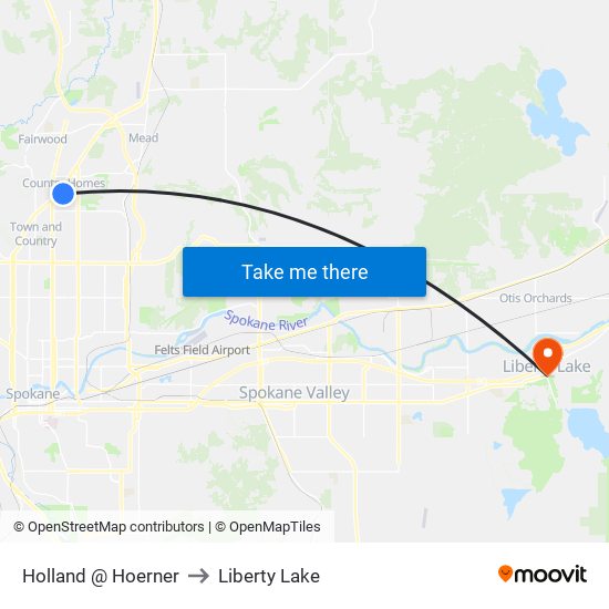 Holland @ Hoerner to Liberty Lake map