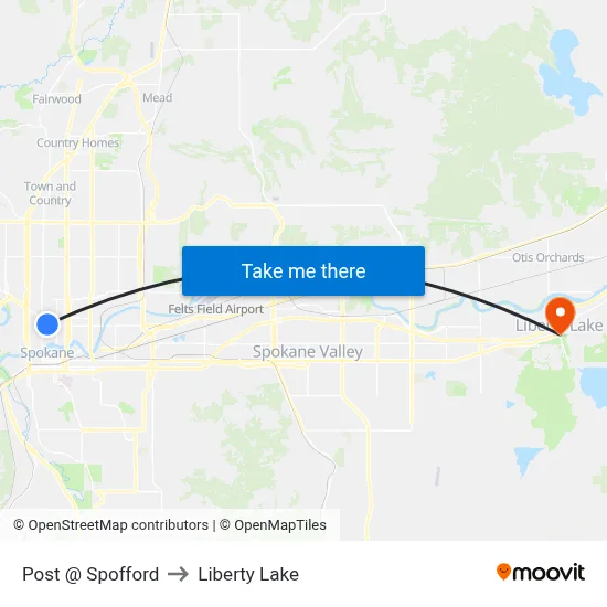 Post @ Spofford to Liberty Lake map