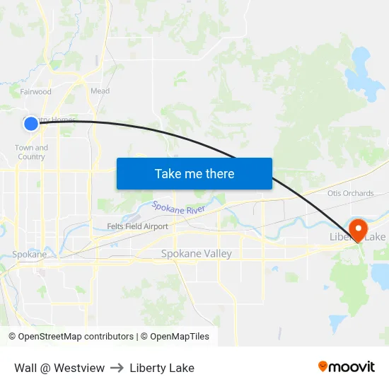 Wall @ Westview to Liberty Lake map