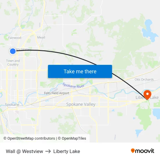 Wall @ Westview to Liberty Lake map