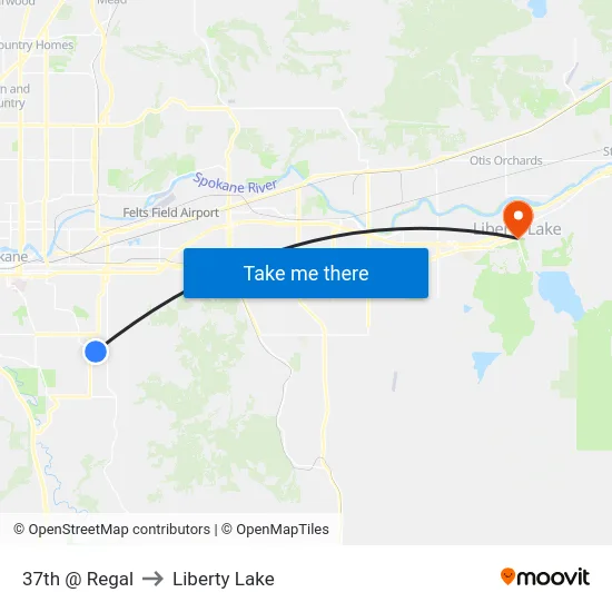 37th @ Regal to Liberty Lake map