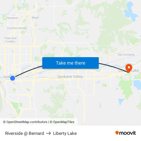 Riverside @ Bernard to Liberty Lake map