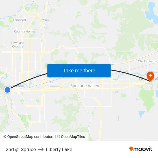 2nd @ Spruce to Liberty Lake map