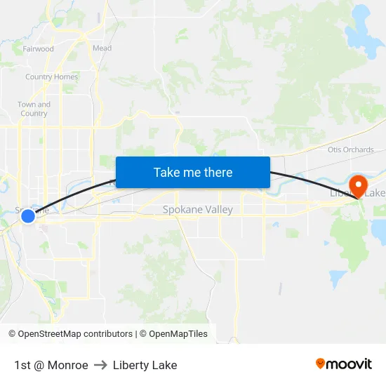 1st @ Monroe to Liberty Lake map