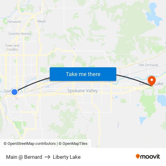 Main @ Bernard to Liberty Lake map