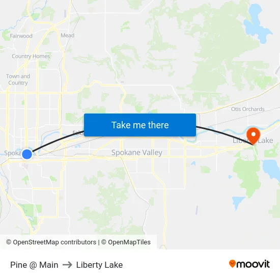 Pine @ Main to Liberty Lake map