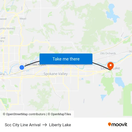 Scc City Line Arrival to Liberty Lake map