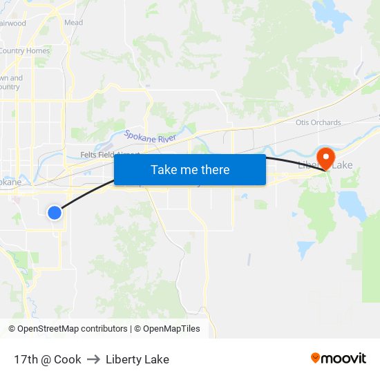 17th @ Cook to Liberty Lake map