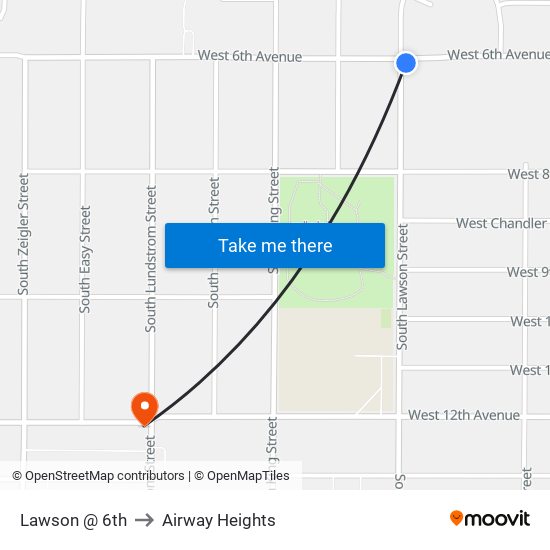 Lawson @ 6th to Airway Heights map