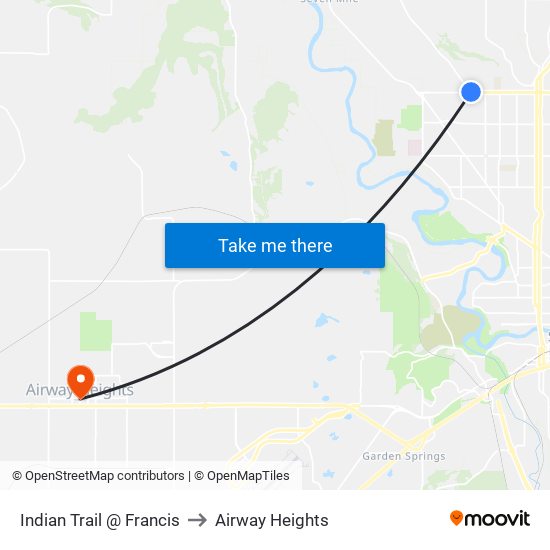 Indian Trail @ Francis to Airway Heights map