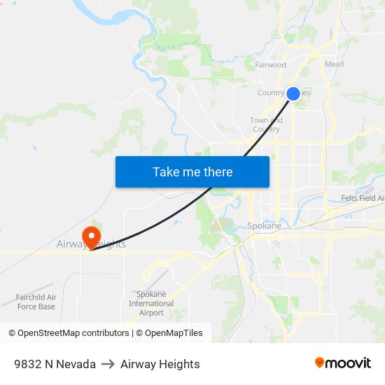 9832 N Nevada to Airway Heights map