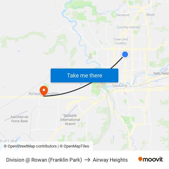 Division @ Rowan (Franklin Park) to Airway Heights map