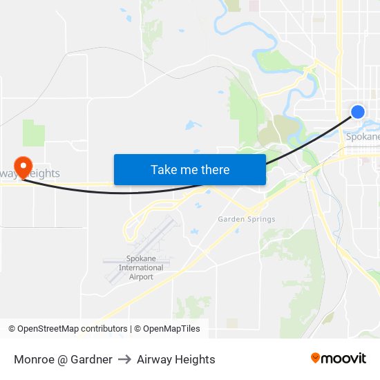 Monroe @ Gardner to Airway Heights map