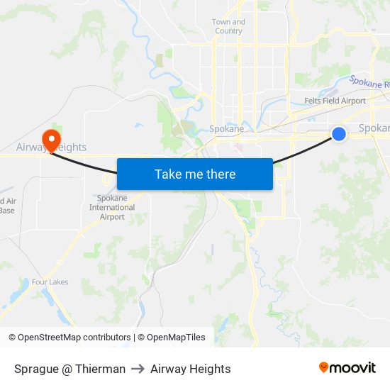 Sprague @ Thierman to Airway Heights map