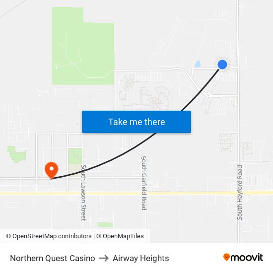 Northern Quest Casino to Airway Heights map