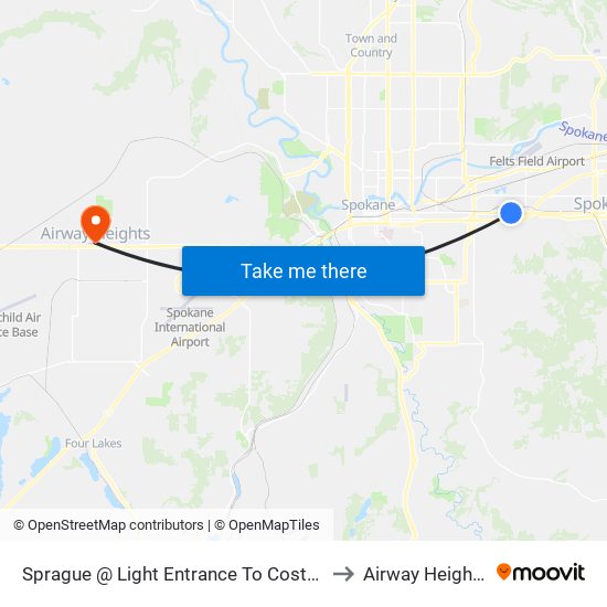 Sprague @ Light Entrance To Costco to Airway Heights map