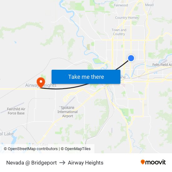 Nevada @ Bridgeport to Airway Heights map