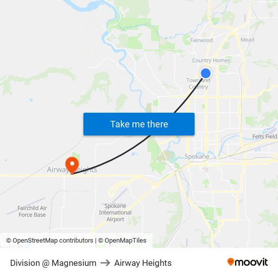 Division @ Magnesium to Airway Heights map
