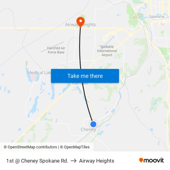 1st @ Cheney Spokane Rd. to Airway Heights map