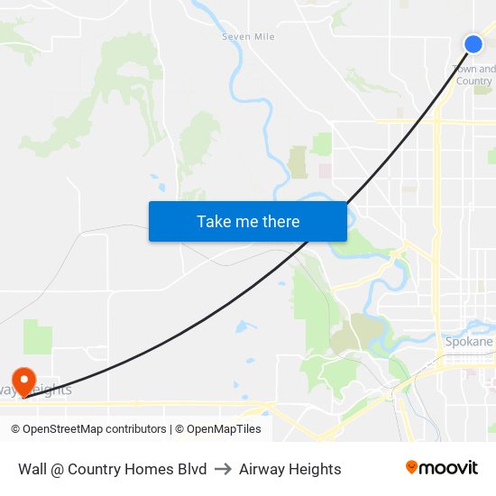 Wall @ Country Homes Blvd to Airway Heights map