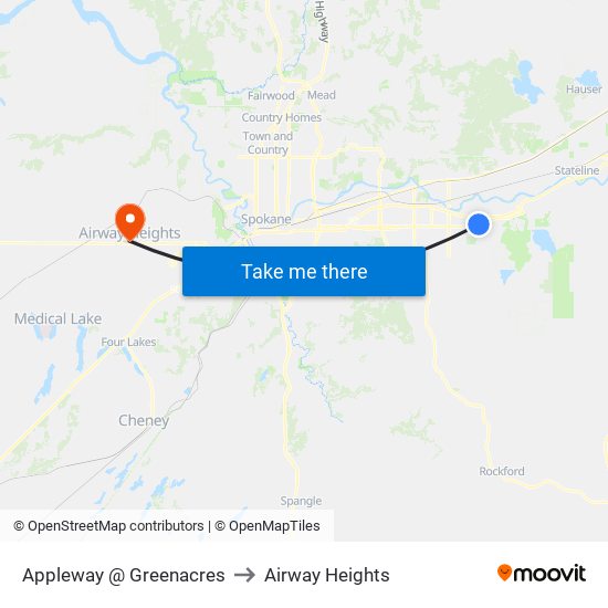 Appleway @ Greenacres to Airway Heights map