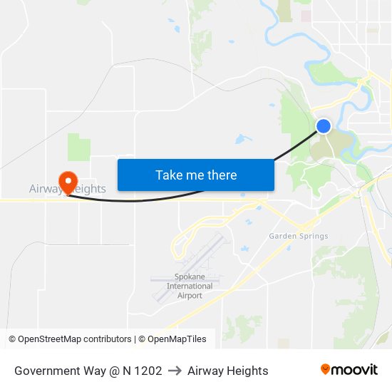 Government Way @ N 1202 to Airway Heights map