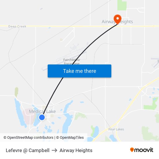 Lefevre @ Campbell to Airway Heights map