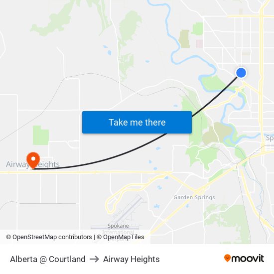 Alberta @ Courtland to Airway Heights map