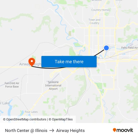 North Center @ Illinois to Airway Heights map