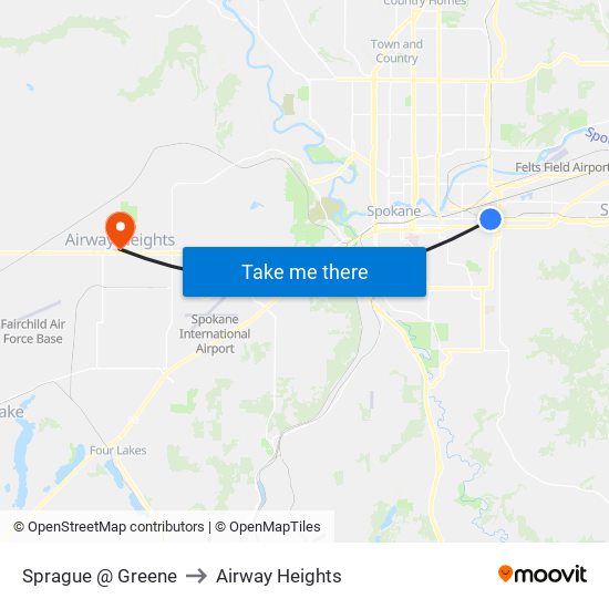 Sprague @ Greene to Airway Heights map