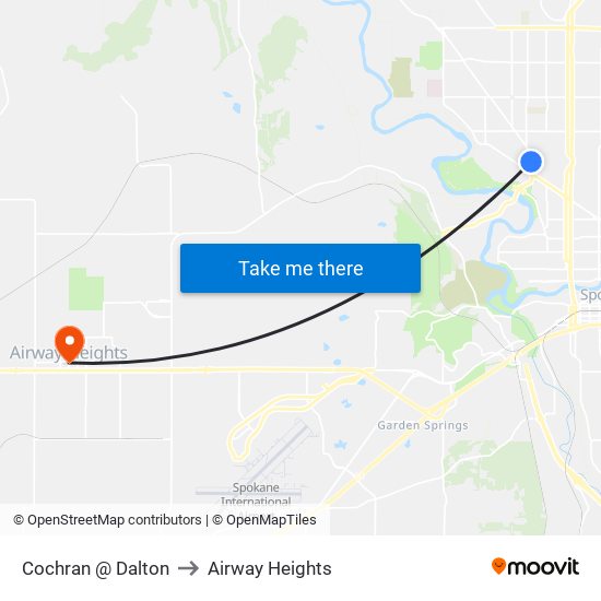 Cochran @ Dalton to Airway Heights map