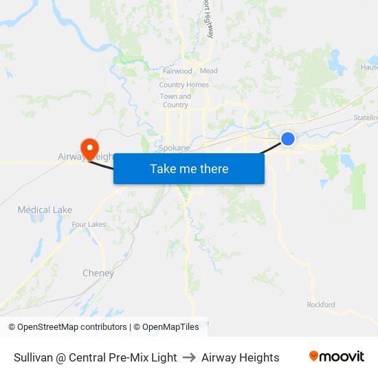 Sullivan @ Central Pre-Mix Light to Airway Heights map