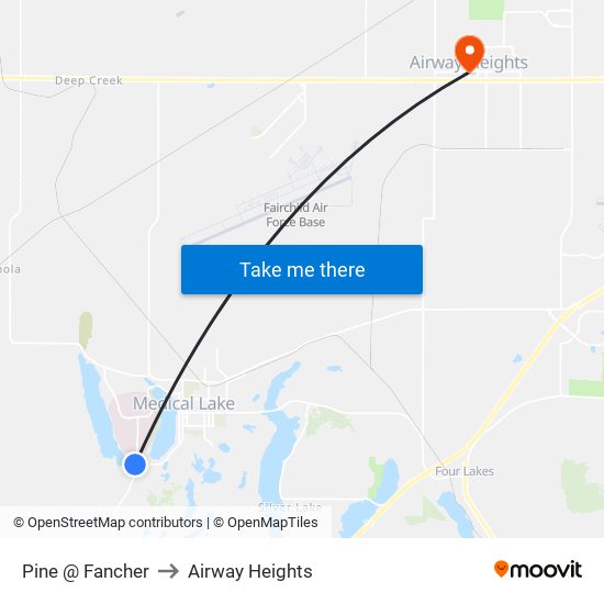 Pine @ Fancher to Airway Heights map