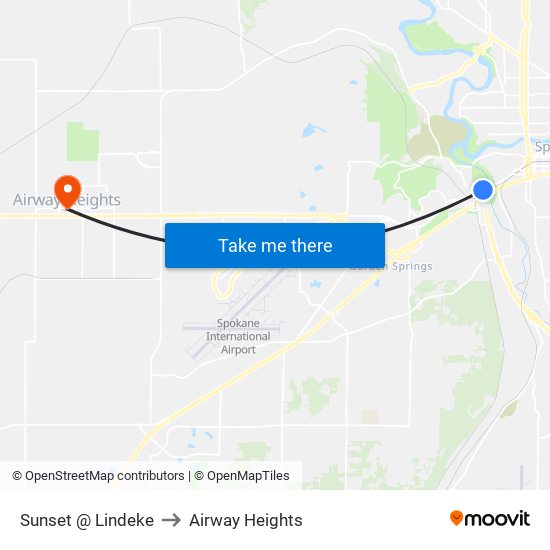 Sunset @ Lindeke to Airway Heights map