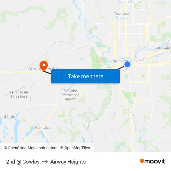 2nd @ Cowley to Airway Heights map