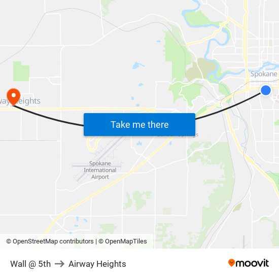 Wall @ 5th to Airway Heights map