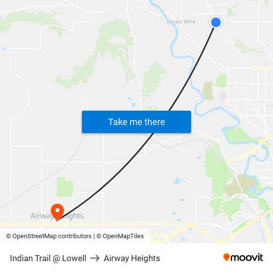 Indian Trail @ Lowell to Airway Heights map