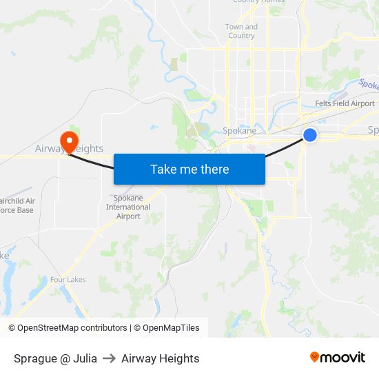 Sprague @ Julia to Airway Heights map