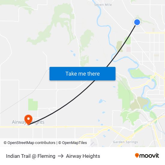 Indian Trail @ Fleming to Airway Heights map