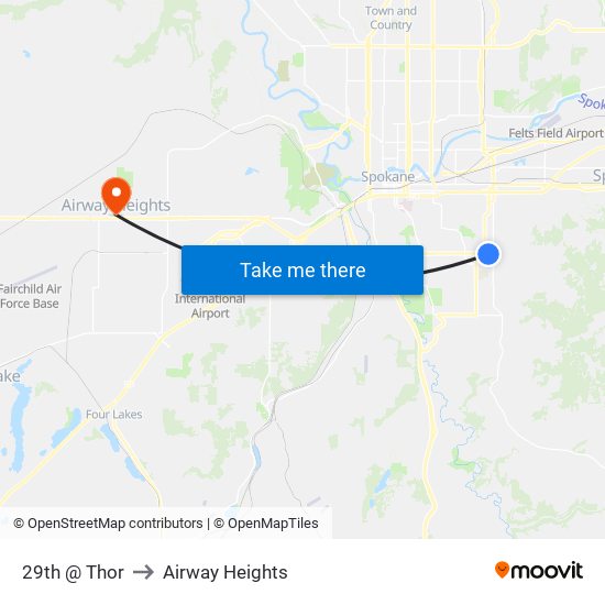 29th @ Thor to Airway Heights map