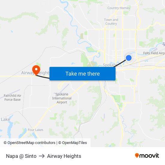 Napa @ Sinto to Airway Heights map