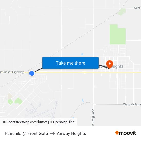 Fairchild @ Front Gate to Airway Heights map